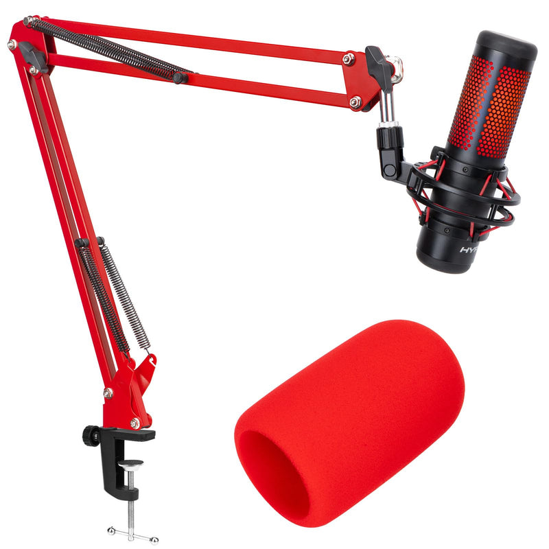 [AUSTRALIA] - SUNMON HyperX QuadCast Boom Arm - Red Boom Arm for Hyper x QuadCast with Red QuadCast Pop Filter, Sound Insulation and Noise Reduction, HyperX QuadCast Microphone Arm with 3/8" to 5/8" Adapter 