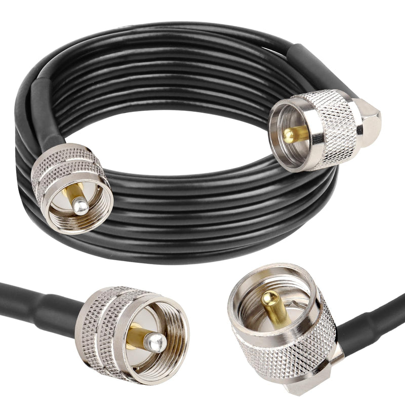 [AUSTRALIA] - MOOKEERF CB Coax Cable - 15FT RG58 UHF PL-259 Male to Male Right Angle Low Loss Coaxial Cable for CB Radio, HAM Radio, Antenna Analyzer, SWR Meter 