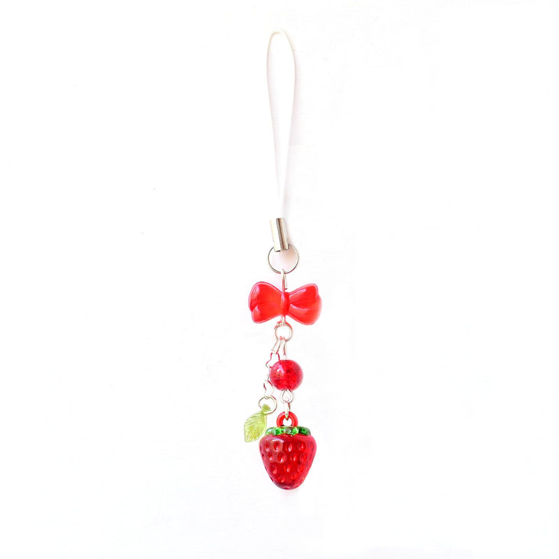 Cute Strawberry Cherry Phone Charm Delicate Y2K Kpop Aesthetic Charm For Phone Bag Keychain Airpods Camera Pendants Decor red strawberry