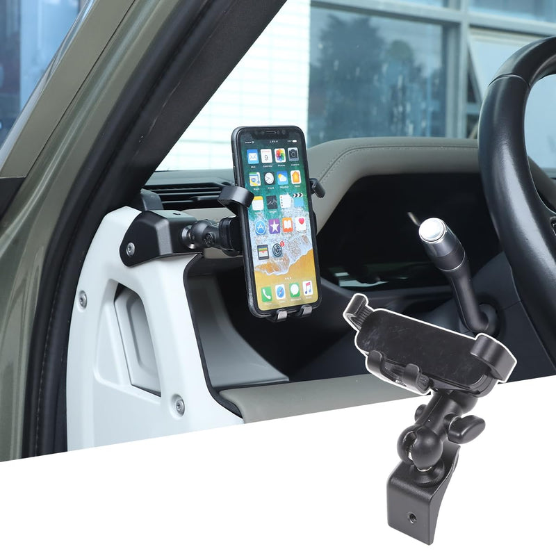 Alumium Alloy Dashboard Side Mobile Phone Holder Trim Compatible with Land Rover Defender 90 110 130 2020-2024 Car Central Control Car Phone Mount (Style B, Left)