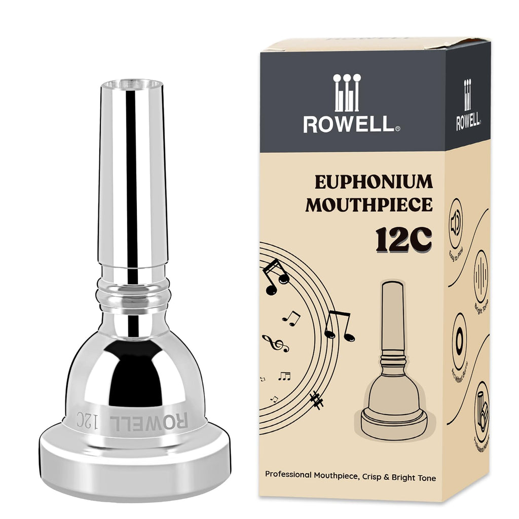 ROWELL Euphonium Mouthpiece 12 C Euphonium Mouthpiece Baritone Mouthpiece Standard Euphonium Mouthpiece Silver-Plated Euphonium Mouthpiece Professional Baritone Euphonium Replacement Mouthpiece