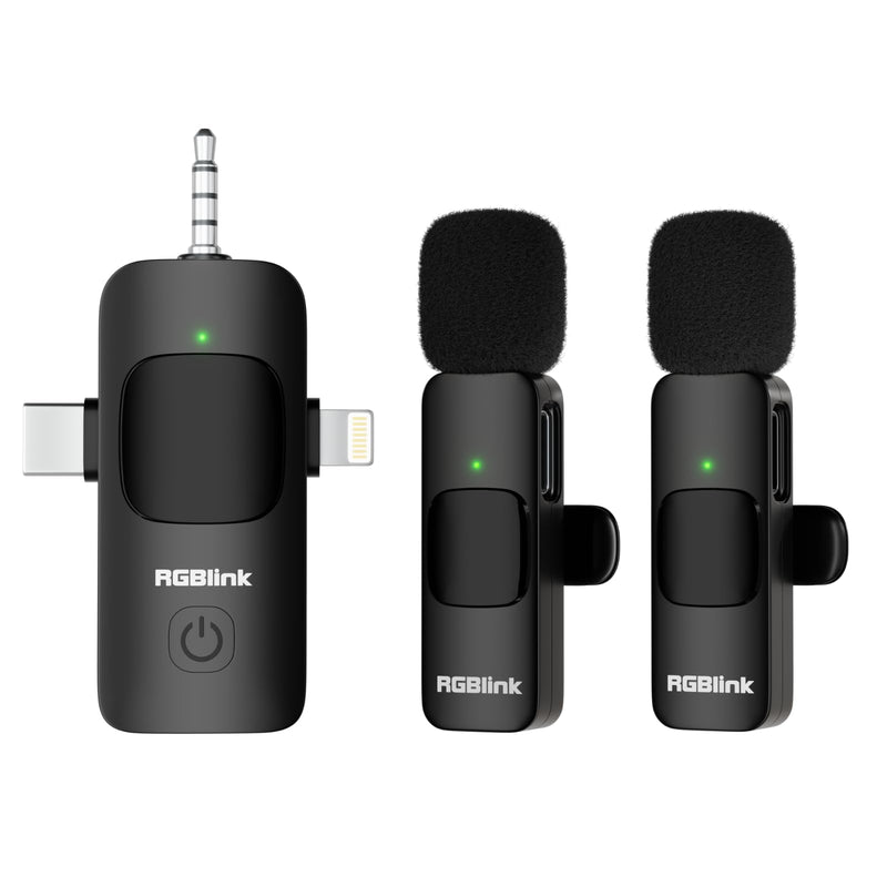 [AUSTRALIA] - RGBlink Wireless Lavalier Microphone 3 in 1 Mini Microphone Lapel Mic, Plug & Play Compatible with Android, DSLR Camera and Laptop Recording, Live Streaming, YouTube, TikTok, Interview 3-in-1 Microphone 