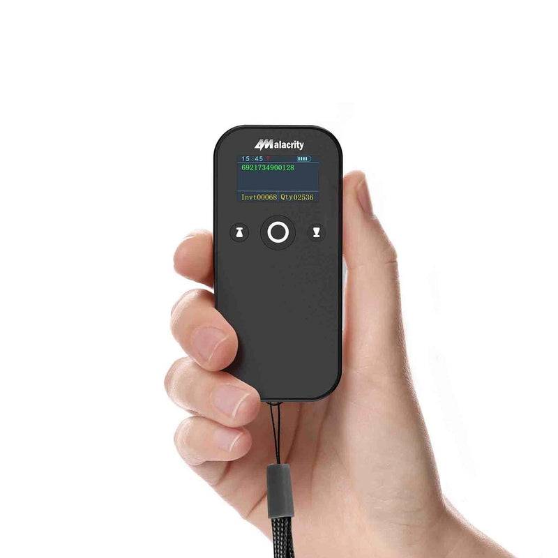 Alacrity Portable 1D 2D Wireless Barcode Scanner with LCD Display, Bluetooth 2.4 GHz Wiredess USB Wired 3 in 1, Lightweight Mini QR Code Readers for Computer, Tablet, Smartphone Black-2D