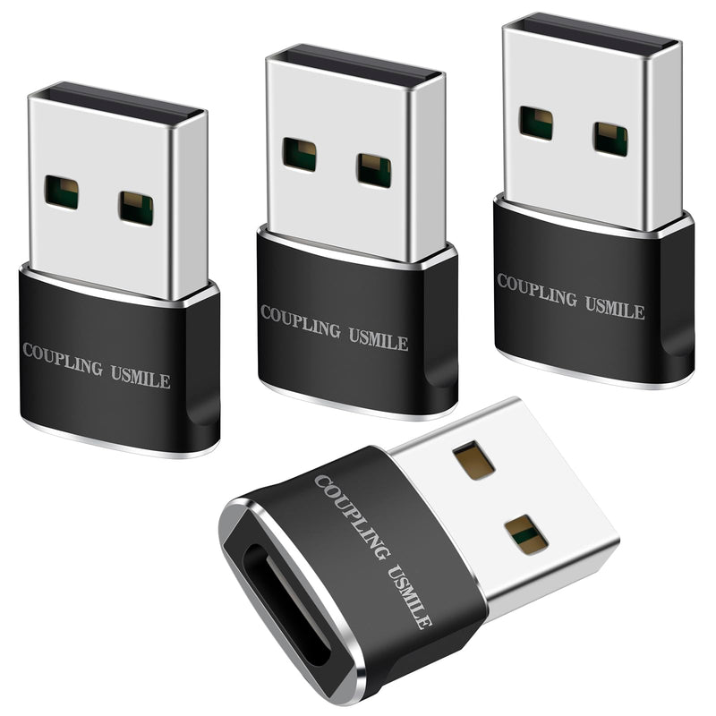 USB Male to USB C Adapter 4 Packs,USB to Type C Super Fast Charging/Transfer and OTG Function. Compatible with iPhone15 14 13 Plus Pro Max,iPad Pro Air 4 Mini 6 Almost USB Devices 4 pack black