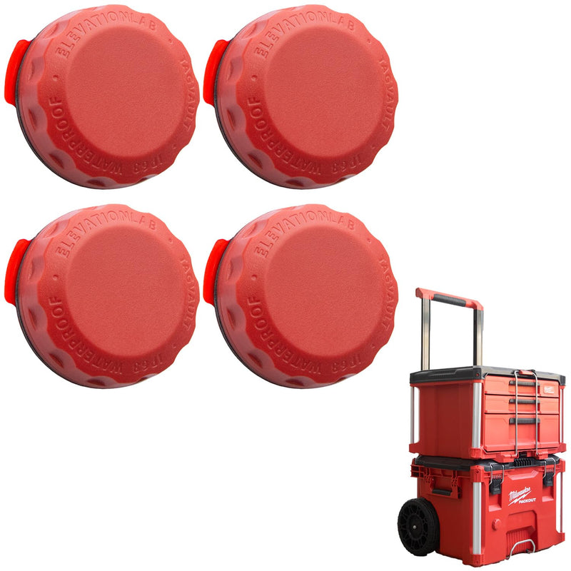 Elevation Lab TagVault AirTag Surface for Milwaukee® PACKOUT™ (4 Pack) - The Waterproof AirTag Stick-On Holder | 3M VHB, Ultra-Durable, Screw-On Design 4 Pack