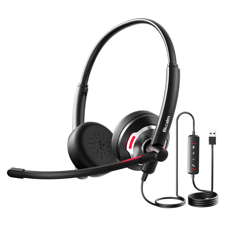 [AUSTRALIA] - Wired Headset with Noise Canceling Mic & in-Line Control, Business Headset with Microphone for PC, USB Computer Headset for Work Call Center, Home Office, Online Classes, Teams, Zoom 