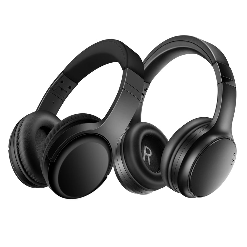 Bingozones Wireless Headphones with Microphone, Lightweight Bluetooth 5.3 On Ear Headset, 20+H Playtime, Portable Wired Headphones for Travel - A2 Black Wireless Headphones & A10 Black ANC Headphones