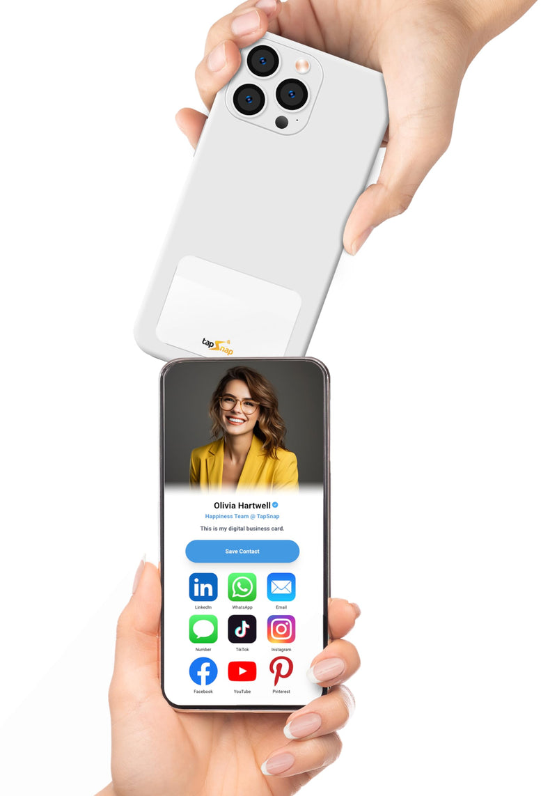Dot Digital Business Card for Back of Phone (TapSnap) | No Subscription/No-Fee | Instantly Share Contact Info, Socials & More - for iPhone and Android - NFC Tap to Share (White) White