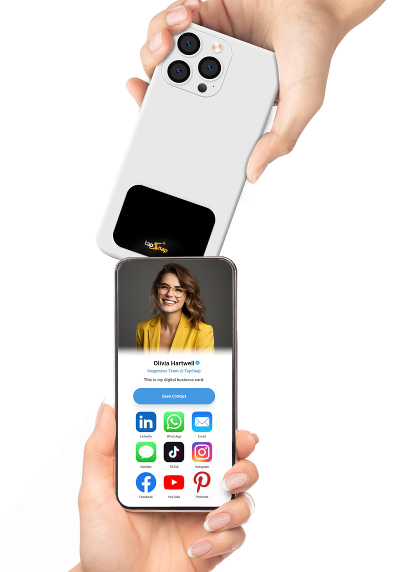 Dot Digital Business Card for Back of Phone (TapSnap) | No Subscription/No-Fee | Instantly Share Contact Info, Socials & More - for iPhone and Android - NFC Tap to Share (Black) Black