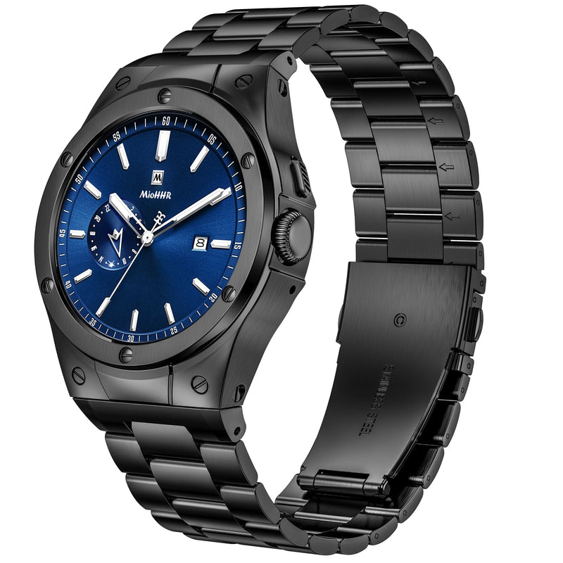 MioHHR Compatible with Google Pixel Watch 1 2 3(41mm) Bands with Case Men | Rugged Stainless Steel Protective Bumper Cover with Bands for Google Pixel 2/1, Pixel 3 41mm, Black (NOT Fits Pixel 4) 41mm Google Pixel Watch 1/2/3