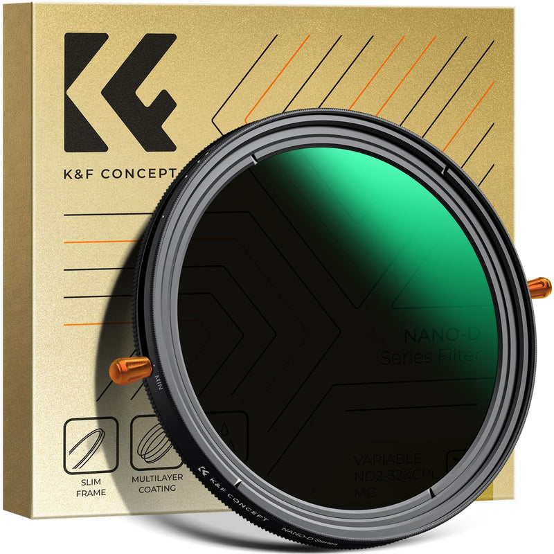 [AUSTRALIA] - K&F Concept 67mm Variable Fader ND2-32 ND Filter and CPL Circular Polarizing Lens Filter in 1 for Camera Lens Waterproof Neutral Density Polarizer Filter (Nano-D Series) 