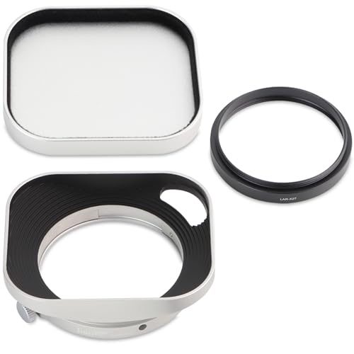 Haoge Lens Hood Metal Squaret for Fujifilm Fujinon XF27mmF2.8 R WR Lense Hood Silver