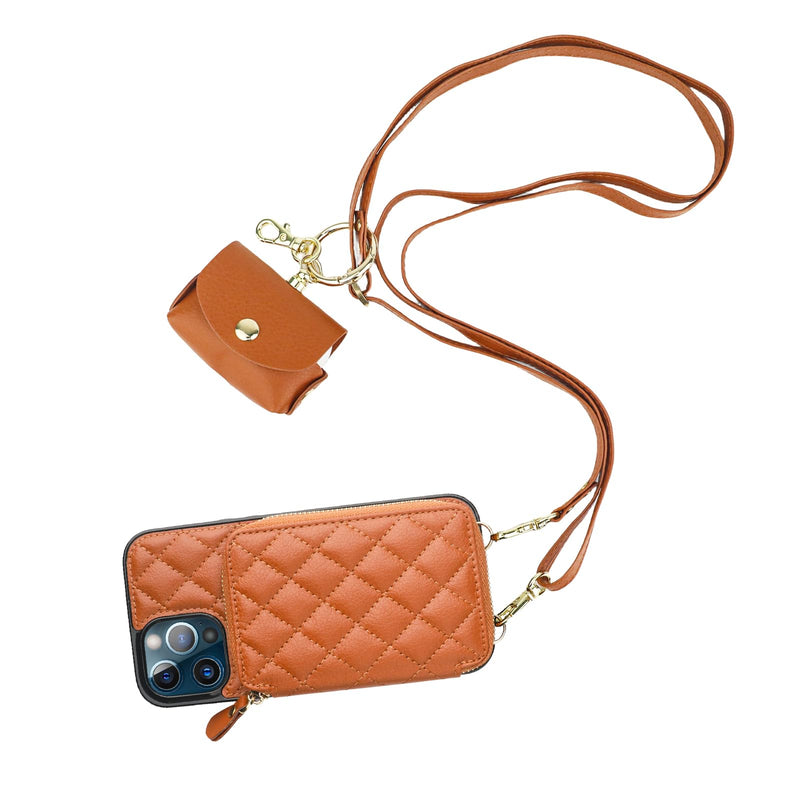 Bocasal A Stylish Crossbody Wallet Case for iPhone 13 Pro + A Slim Leather Case for AirPods Pro
