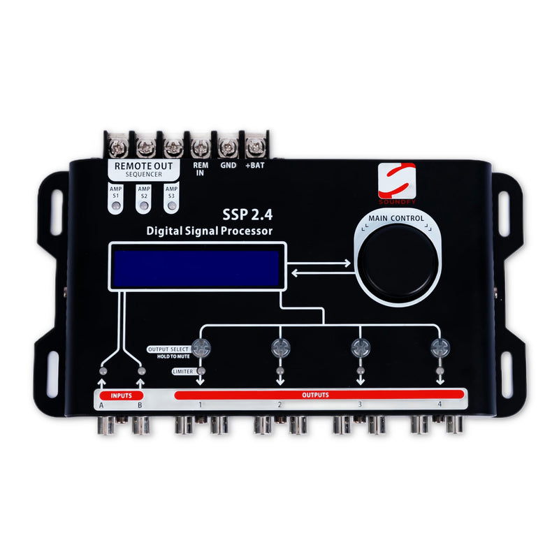 SSP 2.4 Digital Crossover and Equalizer 2 Channel Inputs and 4 Channel Outputs Full Digital Signal Processor DSP Sequencer 15 Band Graphic Equalization 12 Presets