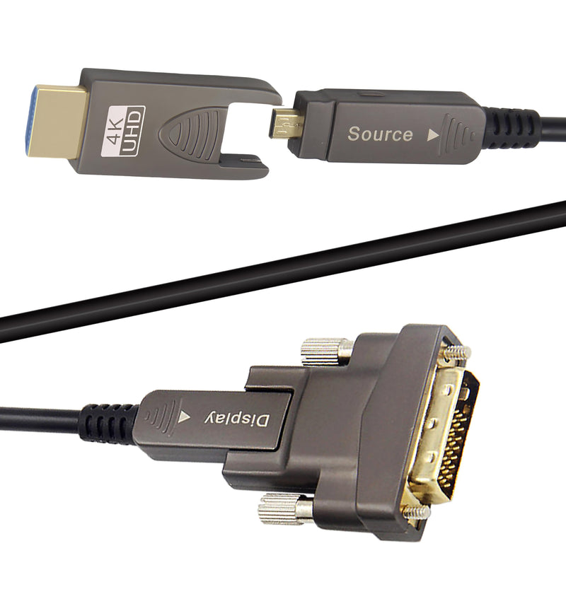 30ft 4K HDMI DVI Cable, Fiber Optic HDMI Cable, Micro HDMI to HDMI, Detachable Type A to DVI, D to DVI, 18Gbps Ultra Speed, Slim Flexible, Long Extended, for Projector TV Xbox PS 30ft Fiber 4K HDMI AD+DVI