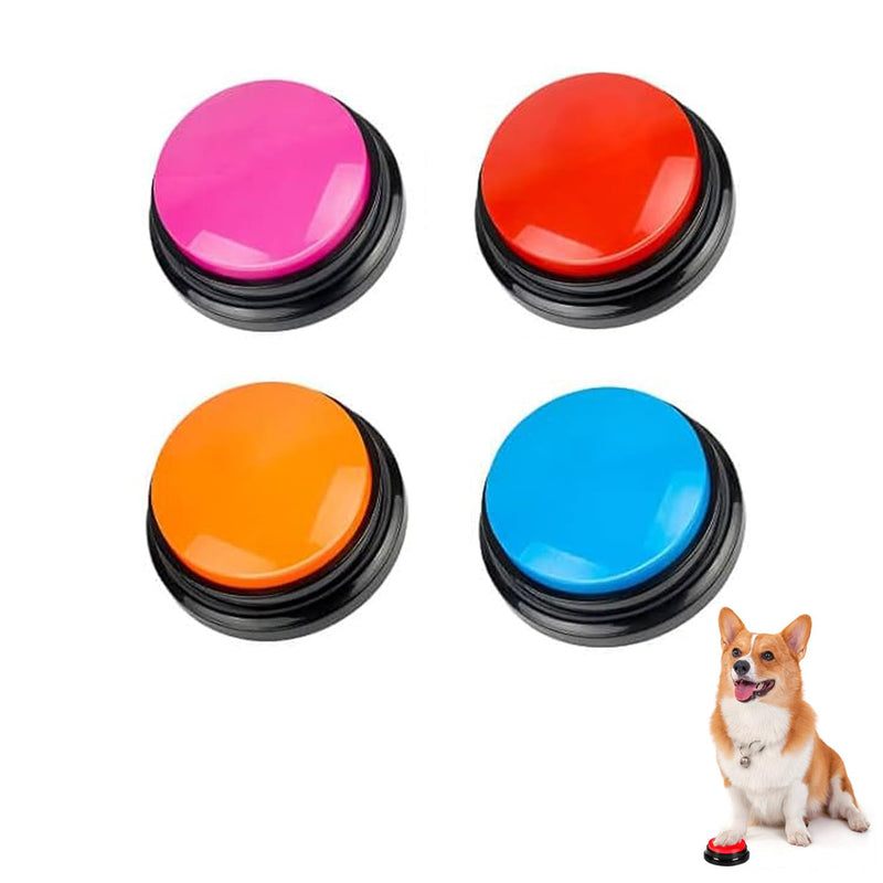 Voice Recording Button, Dog Buttons for Communication Pet Training Buzzer, 30 Second Record&Playback, Voice Recording Clicker for Cat, Puppy, Pet Trainin, Funny Gift for Study Office Home 4 Pcs