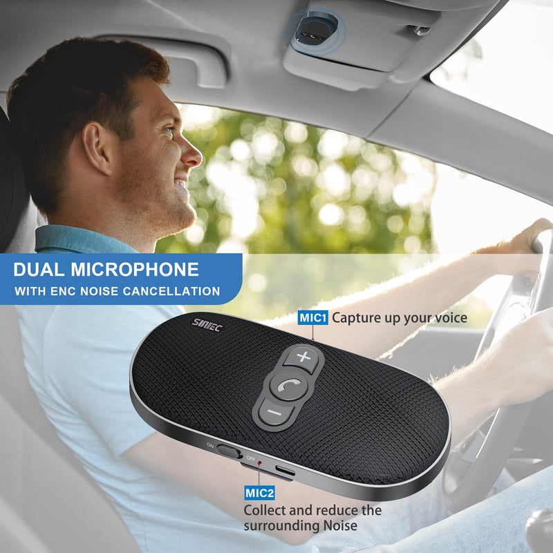 Bluetooth Car Speaker Phone: Hands Free Calling Kits 6W in car Speakerphone for Safe Driving - Support Siri Google Assistant Voice Calls/Motion Auto ON Off - BC990P