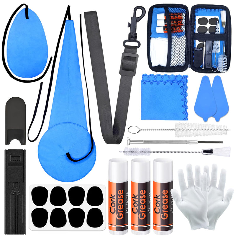 [AUSTRALIA] - Saxophone Cleaning kit with Case，Clarinet Flute Cleanser Maintenance Kit with Cork Grease,Swab,Cleaning Cloth,Thumb Rest,Reed Case,Mouthpiece Brush and More Workable for Wind & Woodwind Struments 