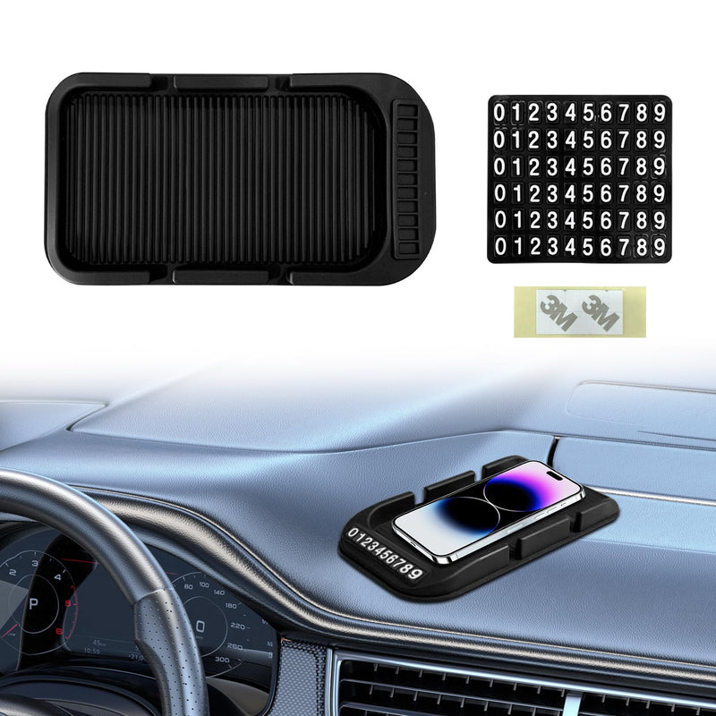 [AUSTRALIA] - Car Dashboard Cell Phone Holder, Dash Board Cover Mat, Silicone Anti-Slip Pad Mat with Number Plate for Placing Phone Keychains, Car Accessories Interior Universal for Most Cars Black 