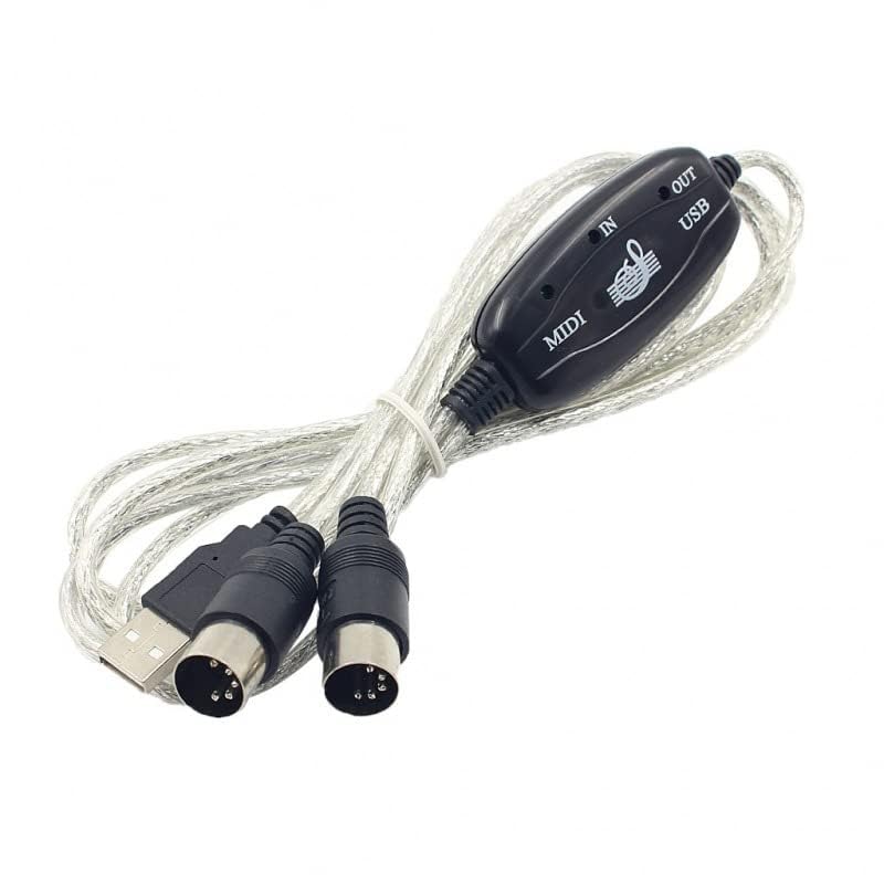 USB MIDI Cable Adapter, B60 Midi USB Cable Interface Converter 5-Pole in Out Midi to USB Adapter 2m