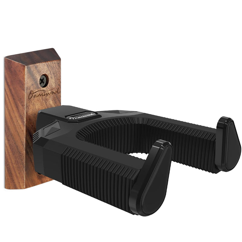 Guitar Wall Mount, Auto Lock Black Walnut Wood Guitar Hanger, Guitar Wall Hangers, Guitar Holder Hook Wall Stand for Classical, Acoustic, Electric Guitar, Bass, Gift for Guitar Player Balck Walnut Wood