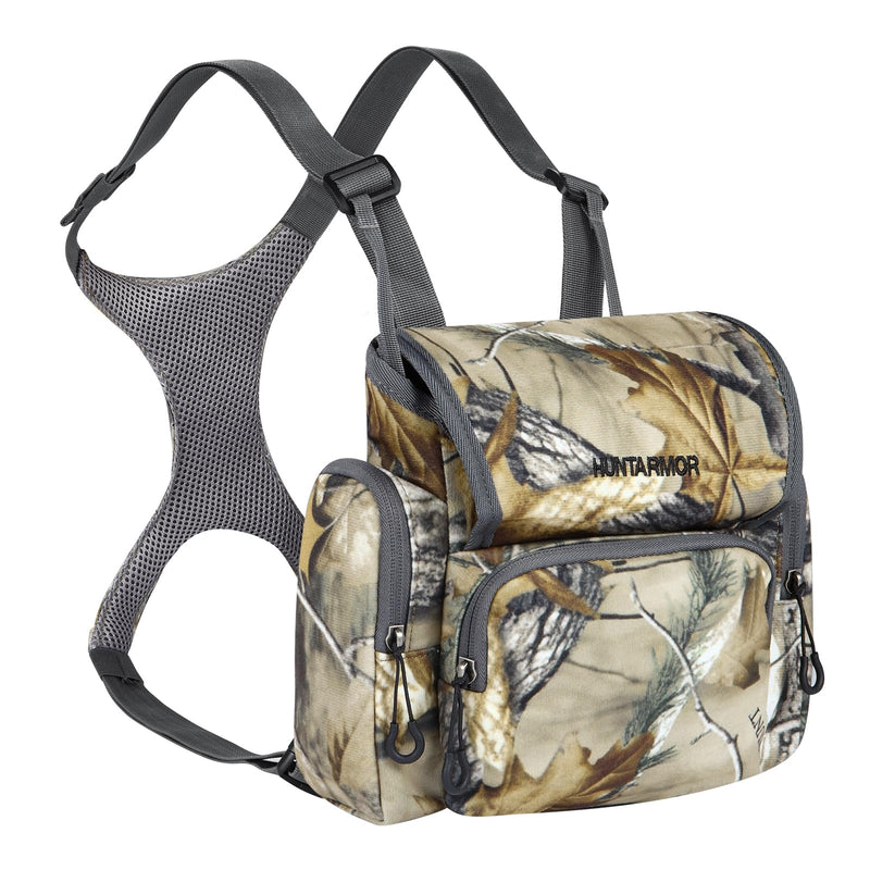 Binocular Harness Chest Pack: Hunting Bino Harness with Rangefinder Pouch & Binoculars, Binocular Pack for Hunting Tree Camo