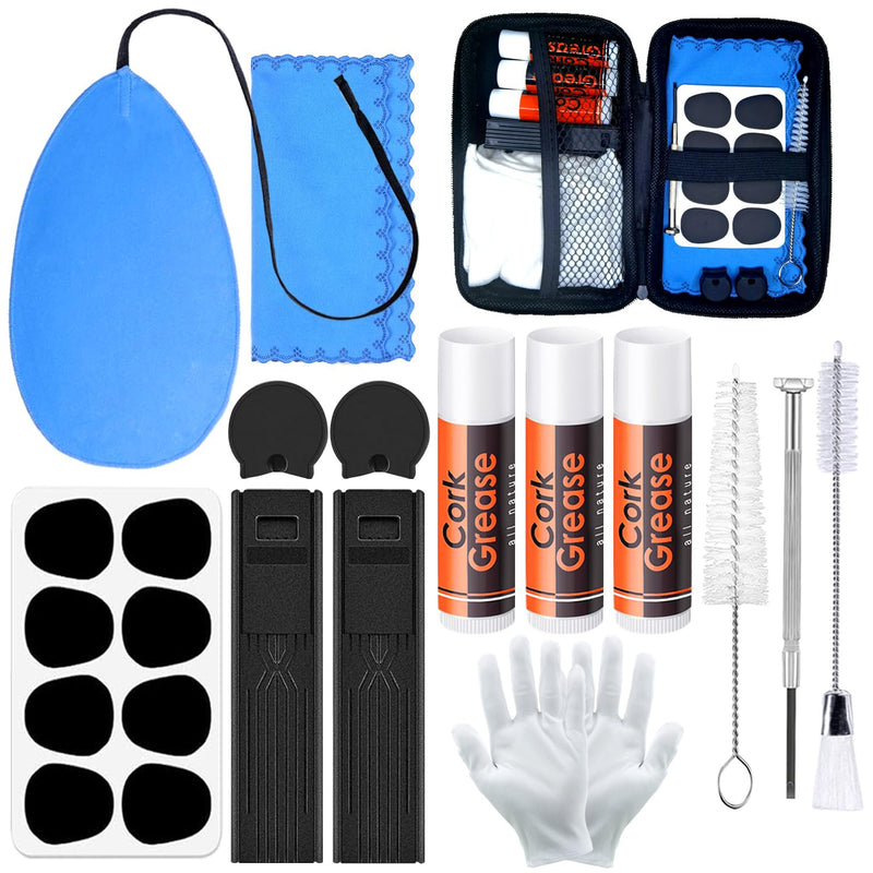 Clarinet Cleaning Kit, 23 Pcs All in One Clarinet Clean Kit with Swab Reeds Cork Grease Thumb Rest and more Clarinet Wind Instrument Care Accessories Maintenance Kit