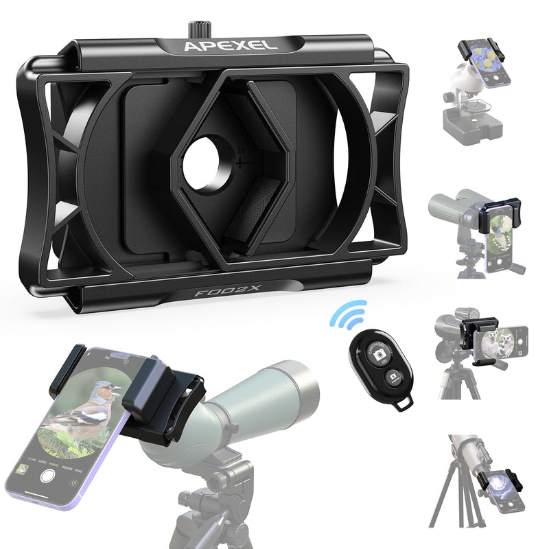 [AUSTRALIA] - Upgraded Telescope Phone Adapter, Rotatable 360° Binocular Photo Adapter for Android & iPhone,Smartphone Holder Mount for Telescope,Monocular,Binocular,Spotting Scope,Microscope with Bluetooth Shutter Black 