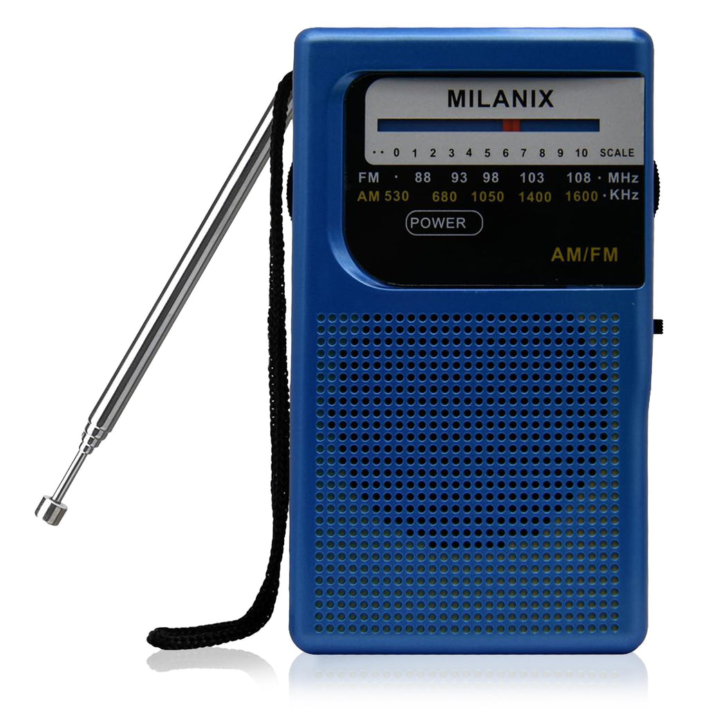 Small AM/FM Radio Portable Battery Operated with Best Reception, Longest Range, Headphone Jack, Tuning Light, Transistor, Indoor and Outdoor, Emergency Use (Blue Coral) Blue Coral