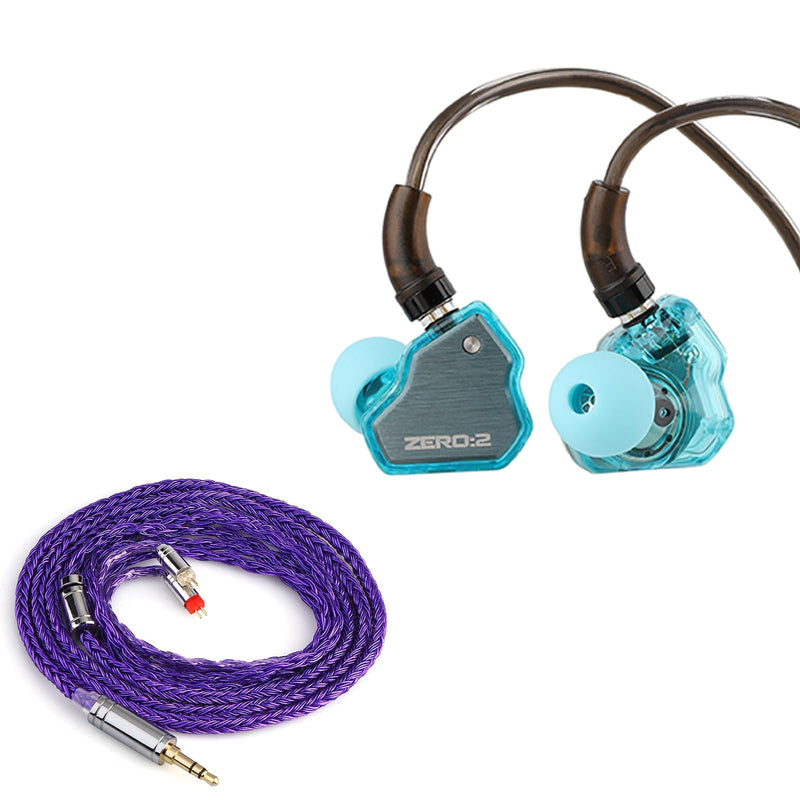 Linsoul 7Hz x Crinacle Zero:2 in Ear Monitor (Blue) + Tripowin Zonie IEM Cable (2pin-0.78mm, 3.5mm, Violet)