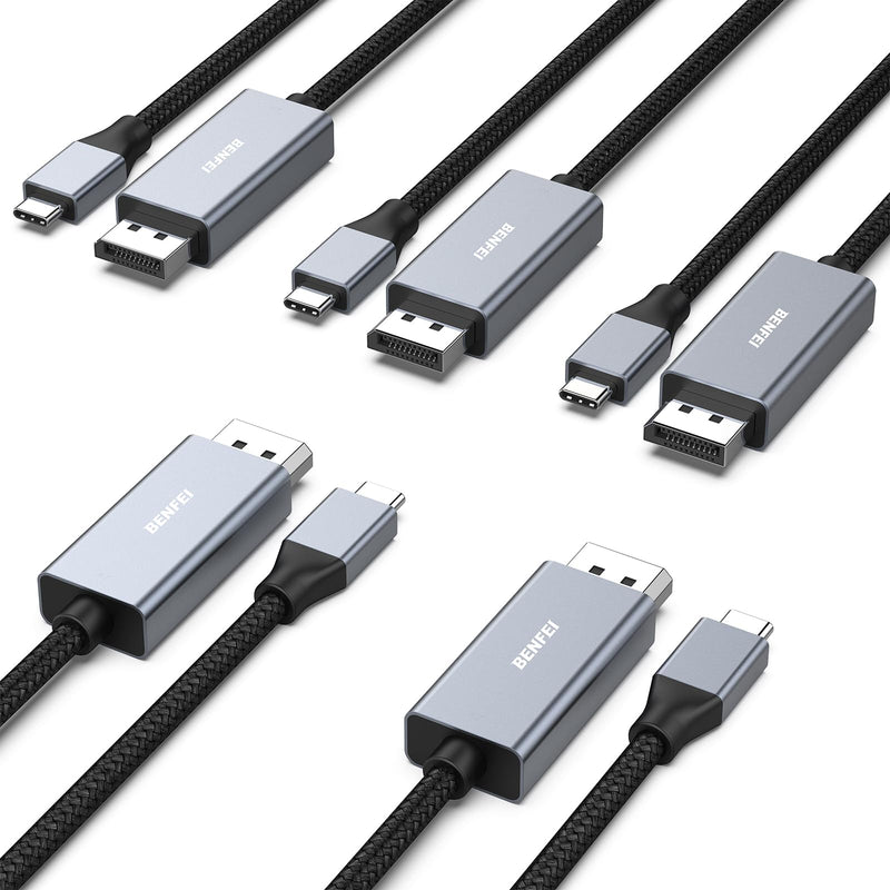 BENFEI 5 Pack USB-C to DisplayPort 6 Feet Cable(8K@60Hz 4K@144Hz), USB Type-C to DisplayPort Cable [Thunderbolt 3/4/5 Compatible] with iPhone 15 Pro/Max,MacBook Pro/Air 2023,iPad Pro,iMac,S23,XPS 17 Gray(Aluminium Shell)