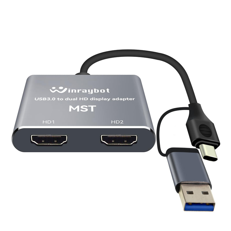 USB to HDMI Adapter for 2 Monitors-USB3.0 to Dual hdmi for 3 Monitors-USB to HDMI with Two HD Displau Supports Mac & Windows/Dual HDMI Extender -External Video & Graphics Card Adapter