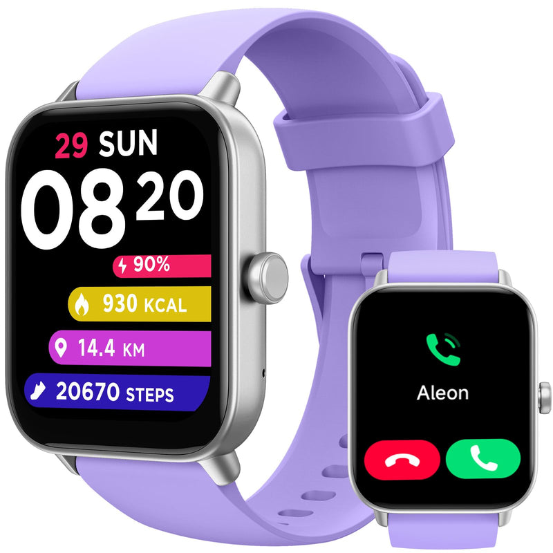 TOOBUR Smart Watch for Women Alexa Built-in, 1.8" Compatible Android iOS, Answer&Make Call/Step Counter/Sleep Tracker/100 Sports/Heart Rate, Fitness Tracker Watch IP68 Waterproof Swimming Purple