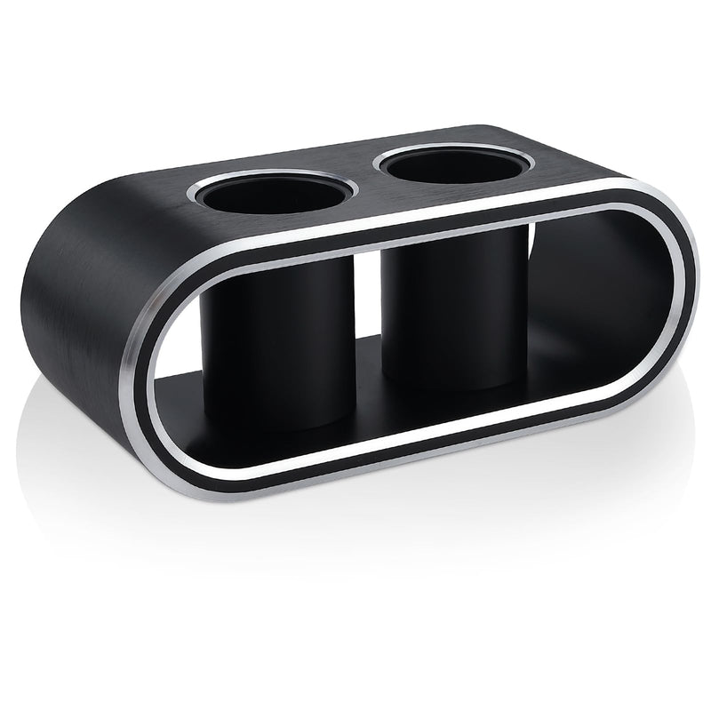 [AUSTRALIA] - Metal Aluminum Alloy Desktop Microphones Storage Holder, Stand Support Base For Wireless Microphones, Fashionable Tabletop Mics Organizer (M, Brushed black) M 
