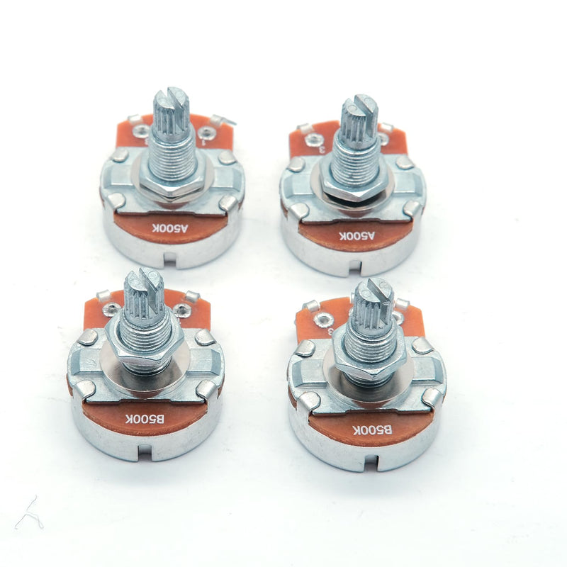 4PCS Guitar Large Potentiometer Audio Volume Taper Pots for Electric Guitar or Bass Guitar (Long 18mm Shaft A500K B500K) Long 18mm Shaft A500K B500K
