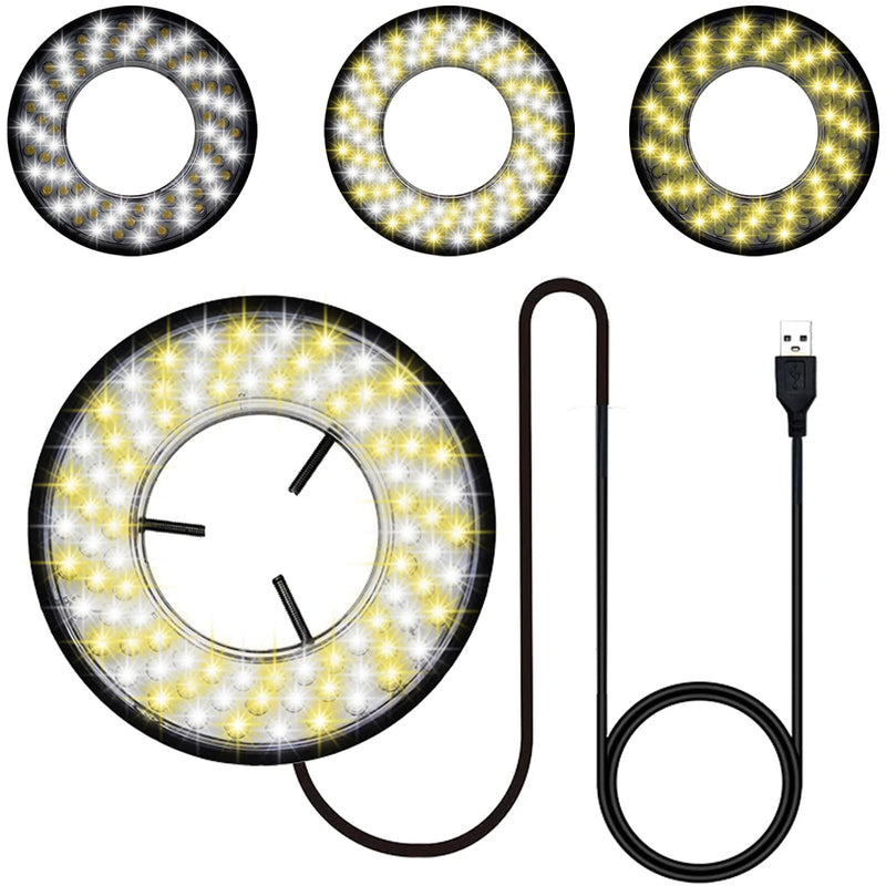 [AUSTRALIA] - Light Microscope LED Ring Illuminator, USB Adjustable LED Ring Light for Industry Monocular Binocular Trinocular Stereo Microscope & Camera (CW WW 96 LED) 