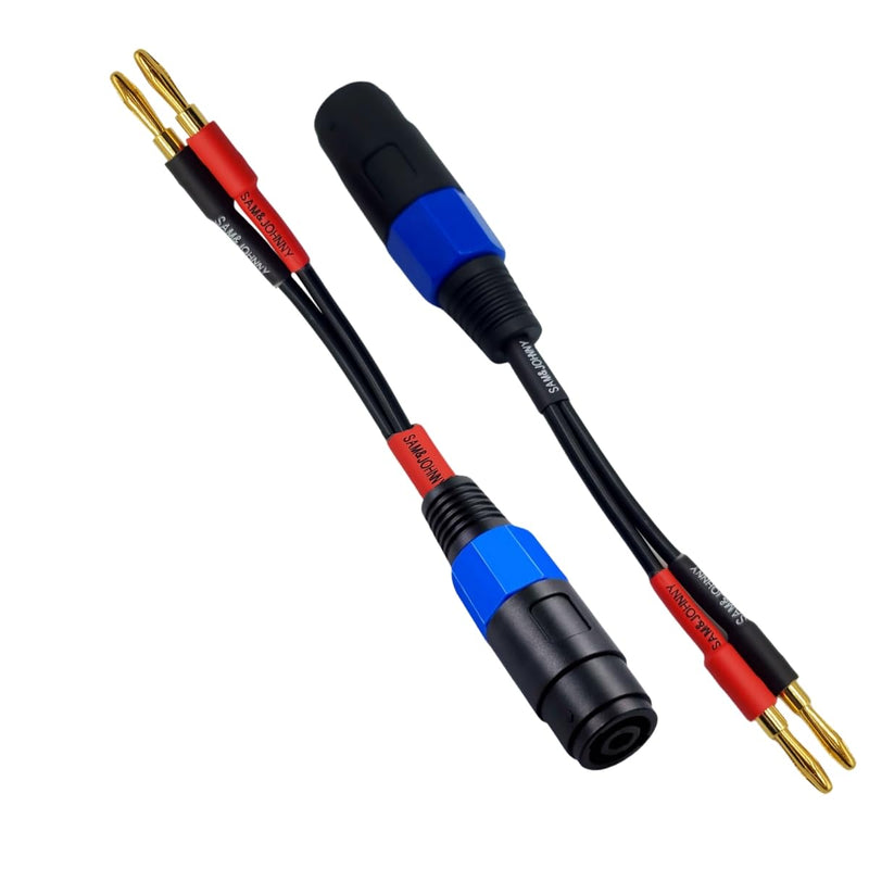 [AUSTRALIA] - Sam&Johnny 4mm Banana Plug to Female Speakon Speaker Adapter Cable 12AWG, 6 Inch - Mono Speakon Female Jack to Banana Cable - 2 Pack 