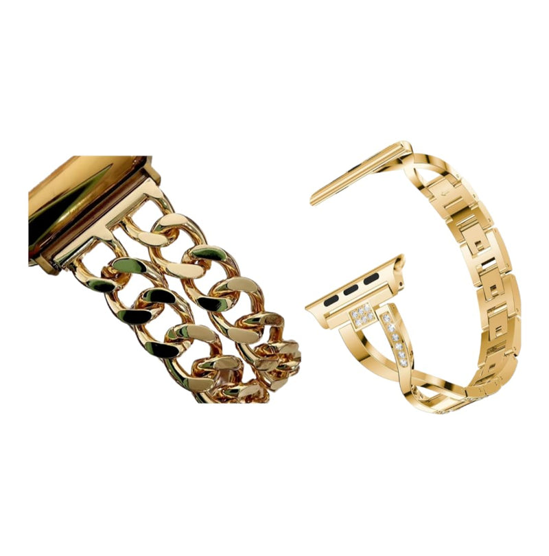 38/40/41mm(XS/M) Double Gold Chain & X link Gold Chain For Apple Watch Band