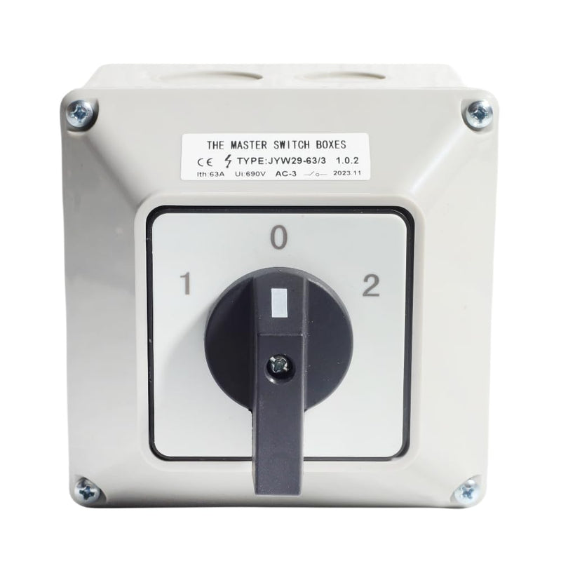 [AUSTRALIA] - 3 Phase Rotary Changeover Switch 690V 63A Universal Cam Conversion Switch 3 Position 12Terminal Main Switch Box JYW29-63/3 D303 