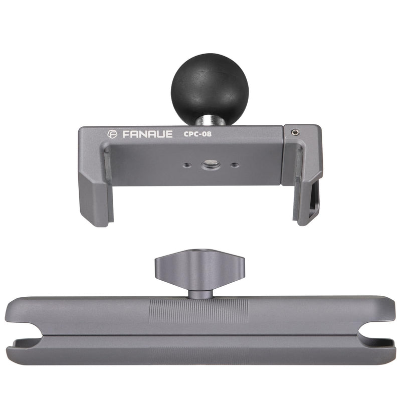 FANAUE Aluminum Phone Holder with 150mm Double Socket Arm Compatible with 6-8.5" Smartphone - with B Size 1" Ball Components for RAM Mounts