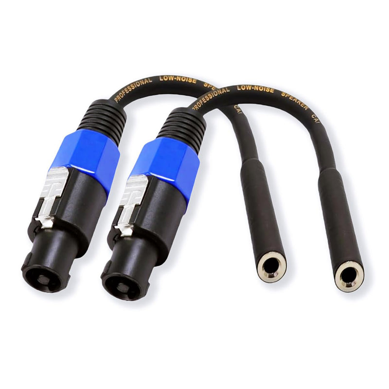 1/4 TS Female to Speakon Speaker Cables, Speaker Plug Adapter 1/4" to Twist Lock Speak-On, Speakon to 6.35 mm Mono Jack Adapter - 2 Pack 6Inch