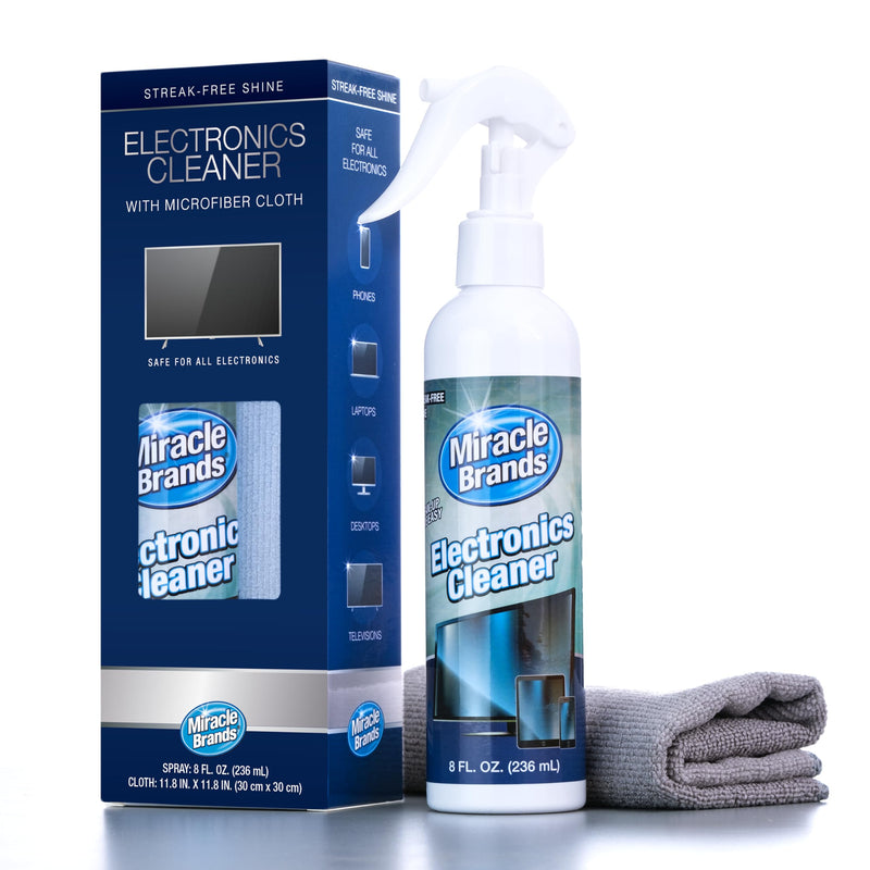 MiracleSpray for Electronics Cleaning, Safe Multisurface Cleaner for Any TV, Phone, Monitor, Keyboard, Screen, Computer, Includes Microfiber Towel - 8 Ounce Kit 8 Fl Oz