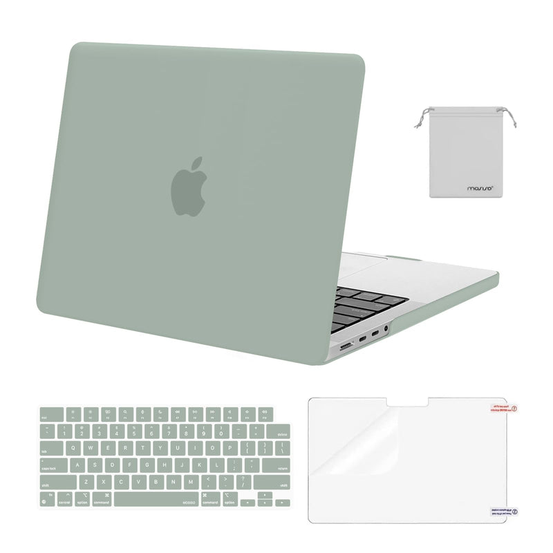 MOSISO Compatible with MacBook Pro 14 inch Case 2024 2023 2022 2021 Release M3 A2918 A2992 M2 A2779 M1 A2442 Pro Max, Plastic Hard Shell&Keyboard Cover&Screen Protector&Storage Bag, Antique Green