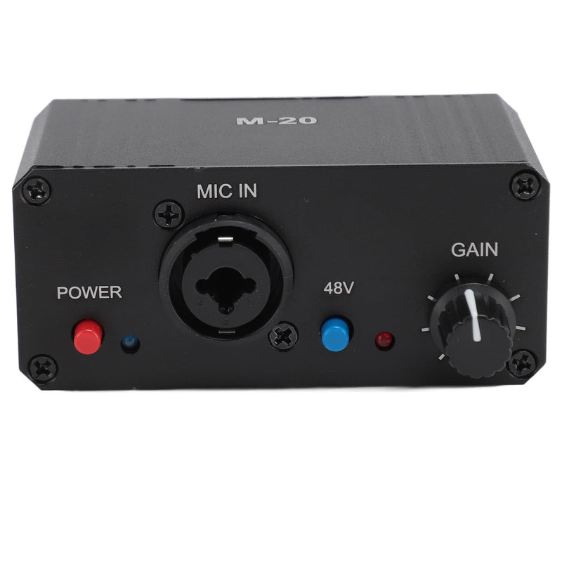 Microphone Preamp, 48V Power Mic Preamplifier XLR Output Microphone Preamp Booster, Mini Microphone Preamp for Dynamic and Condenser Mic