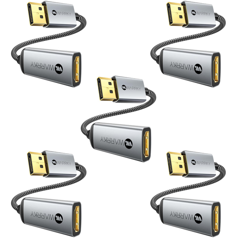 Warrky 4K DisplayPort to HDMI Adapter 5 Pack,[Metal Case, Gold-Plated Pins] Uni-Directional Display Port (DP) to HDMI Monitor Converter 1080P@120Hz Compatible for HP, AMD, NVIDIA. Male to Female. 1 Light Gray