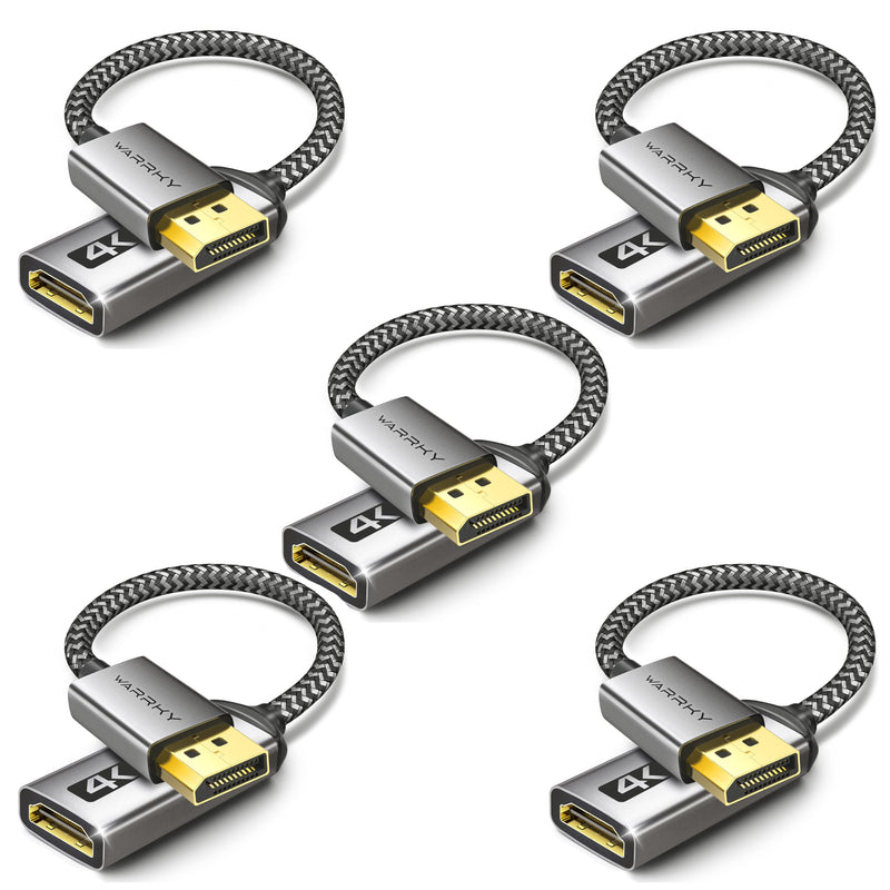 Warrky 4K DisplayPort to HDMI Adapter 5-Pack, Uni-Directional DP1.2 to HDMI | DisplayPort to HDMI Adapter Male to Female, Reinforced Anti-Break,4K UHD Passive Uni-Directional DP1.2 to HDMI2.0 for Dell HP 1 Light Gray