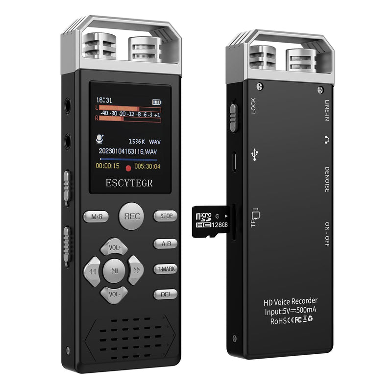 144GB Digital Voice Activated Recorder 1536KBPS Audio Voice Recorder with Playback Recording Device Dictaphone Sound Tape Recorder with Password Protection for Lectures,Meetings 144GB