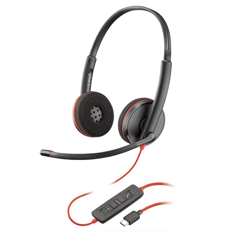 [AUSTRALIA] - Poly Blackwire 3220 Wired Headset with Mic, Hi-Fi Stereo Sound, Noise-Canceling Mic, Stereo Design, Connect to PC via USB-C & USB-A Adapter, Over-Ear Design, Works with Virtual Meeting Platforms One size 2023 Version (USB-C & USB-A) 