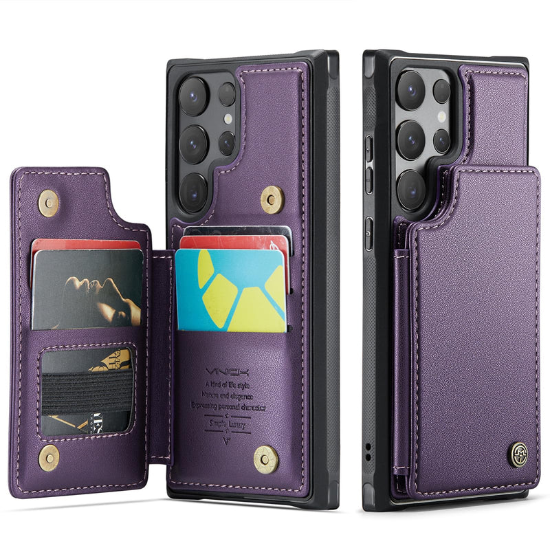 for Samsung Galaxy S24 Ultra Case with Card Holder, for Samsung S24 Ultra Wallet Case for Women Men with RFID Blocking, Durable Kickstand Shockproof Case for Galaxy S24 Ultra 5G, Purple Samsung Galaxy S24 Ultra - 6.8"