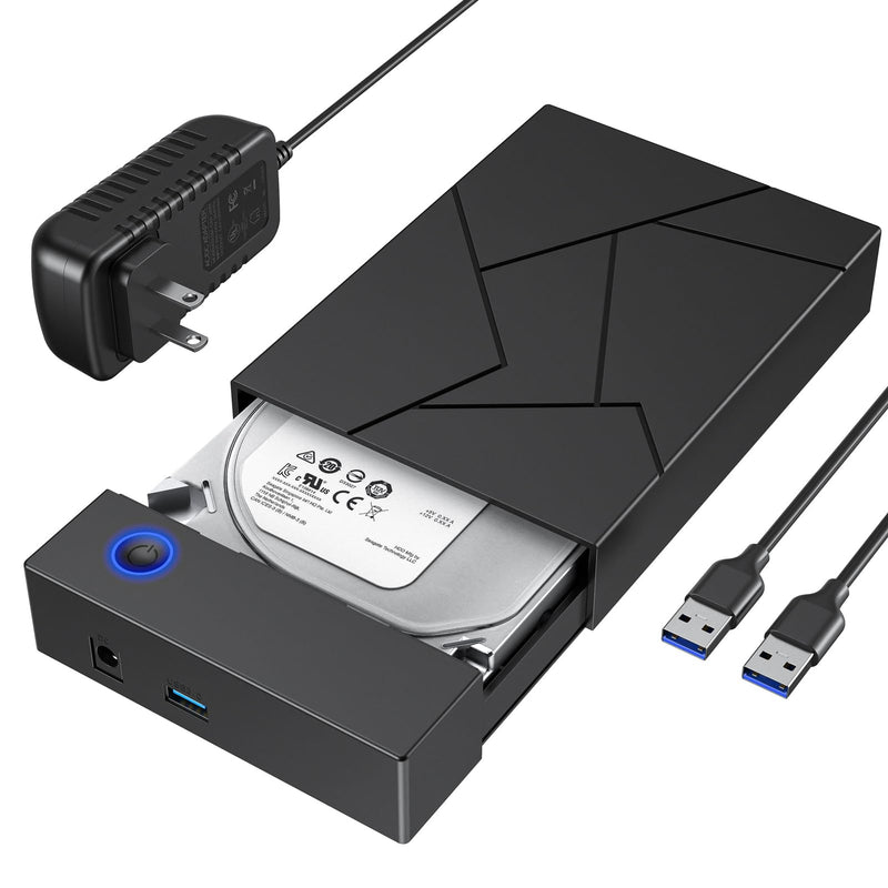 Hard Drive Enclosure 3.5, FEMORO USB 3.0 External Hard Drive Case with 12V Power Adapter for 3.5 2.5 inch SATA HDD SSD Reader, up to 8TB, Support UASP for Laptop Computer 2.5''+3.5''